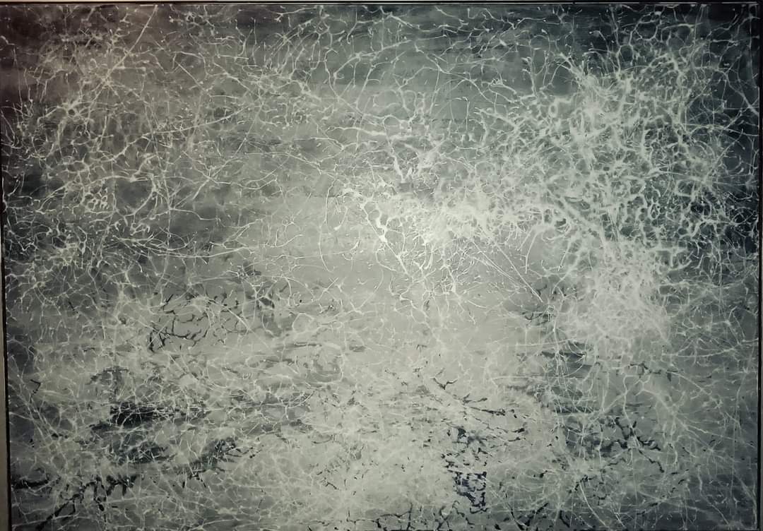 Deprese – MDF + akryl + rám, 140 × 100 cm