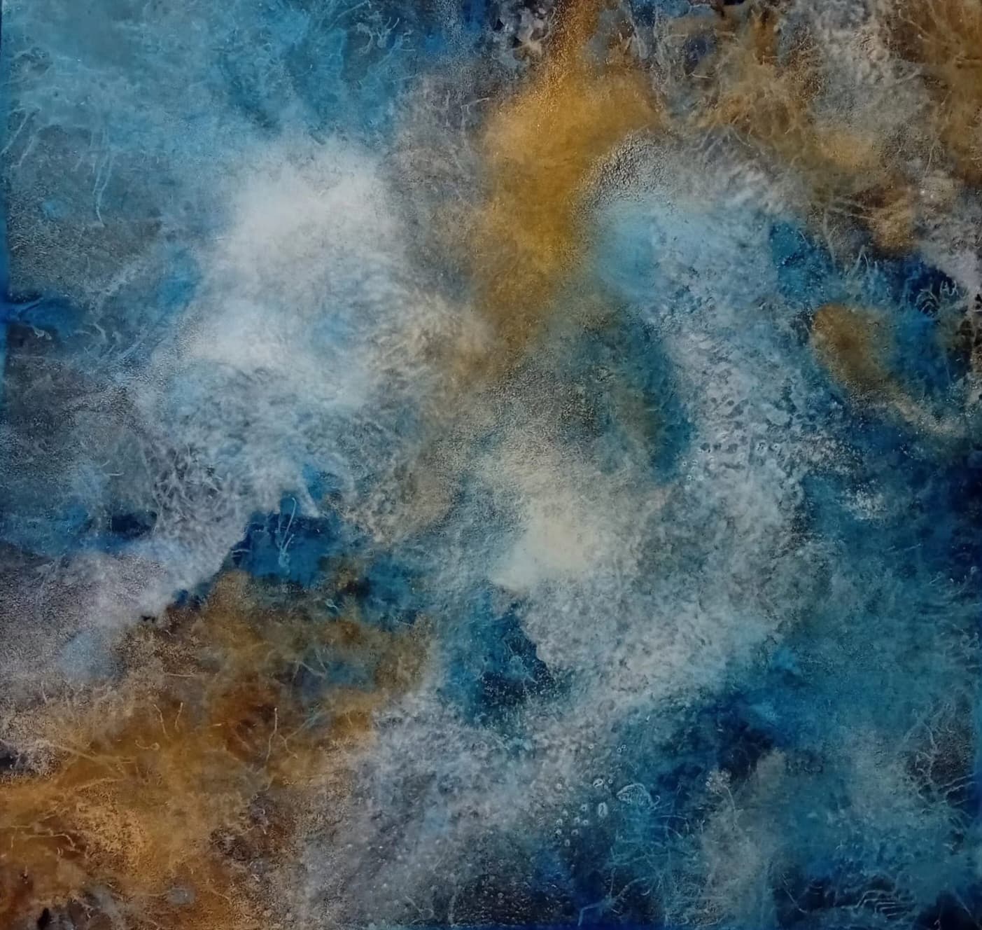 Kousek nebe – MDF + akryl + rám, 100 × 100 cm