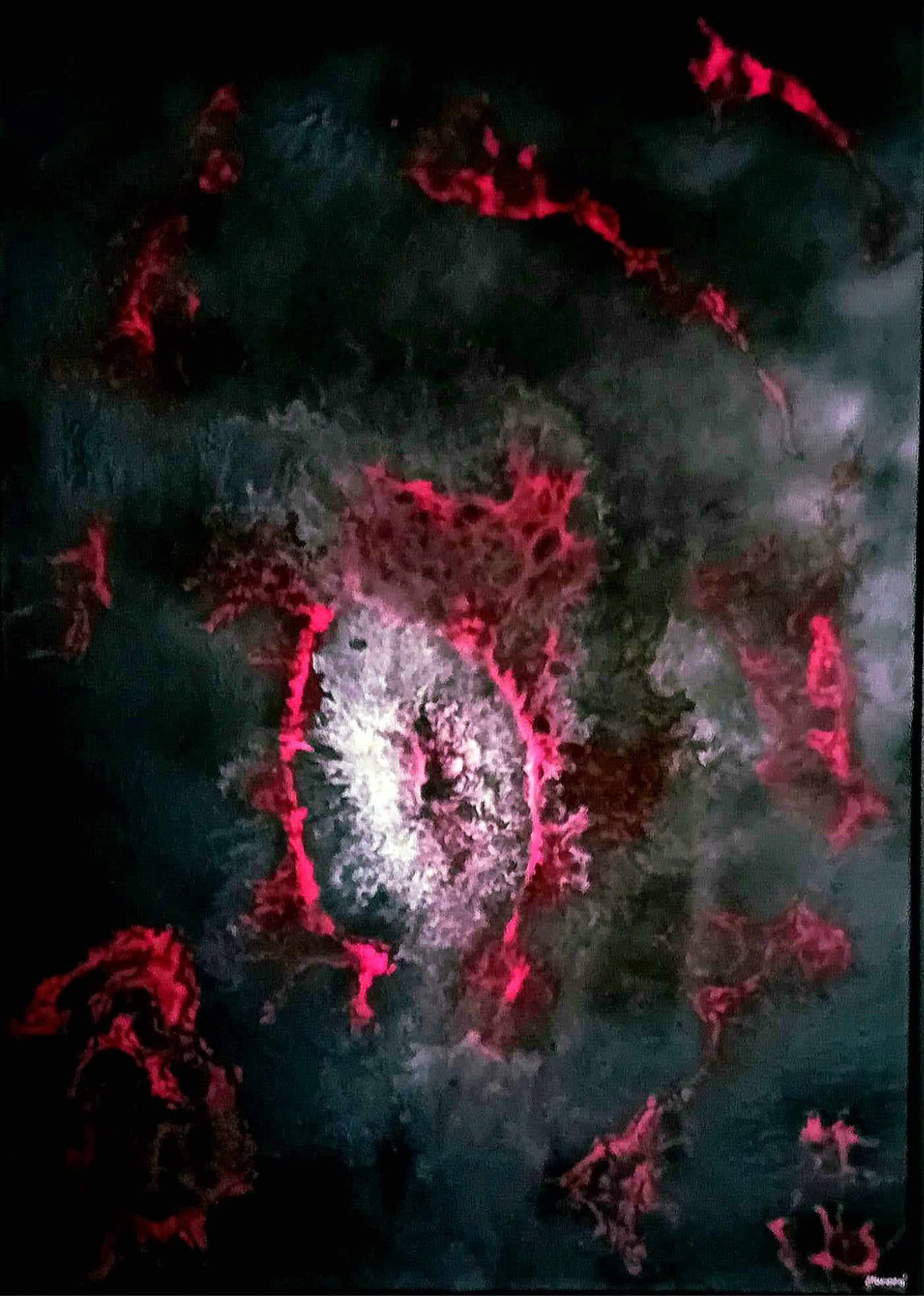 Zlomené srdce – Plátno + akryl + rám, 70 × 50 cm